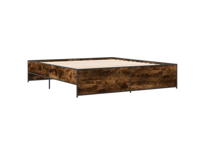 KTHLBRH Bettgestell Eiche Rauch 180 x 200 cm Holz mehrschichtig Beine aus Stahl, Lattenrost im Lieferumfang enthalten, Matratze nicht im Lieferumfang enthalten, Montage erforderlich