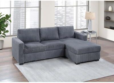 Esofastore 2pc Sectional Sofa Dark Gray Finish Modern Squared Arms