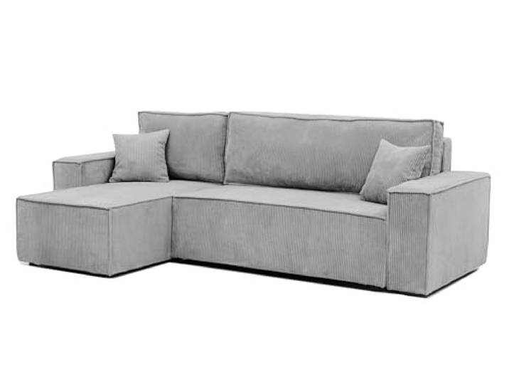 Ecksofa mit Schlaffunktion und Bettkasten 244 x 145 cm Hellgrau 244 x 145 cm, Hoher Sitzkomfort, Flexible Ottomane, Wohnen und Schlafen, Integrierter Bettkasten