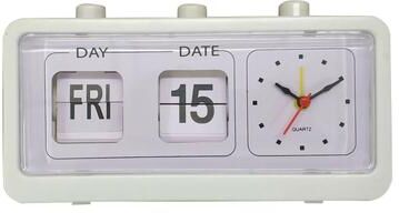Uplift Picks Retro Flip Calendar Clock With Quartz Time Display white