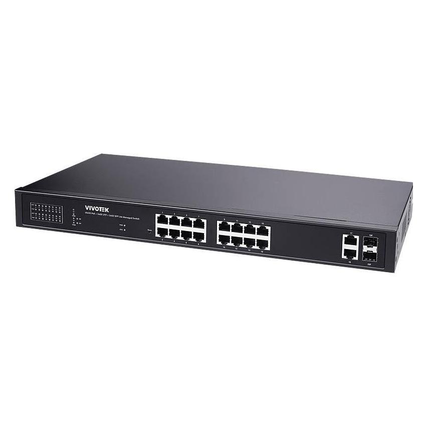Vivotek AW-GEL-205A-260 PoE Switch, 16xGE PoE + 2xGE UTP + 2xGE SFP (20 Ports) (AW-GEL-205A-260)
