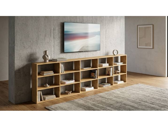 Niedriges Bücherregal - Kommode mit vielen Optionen Buche Natur geölt
