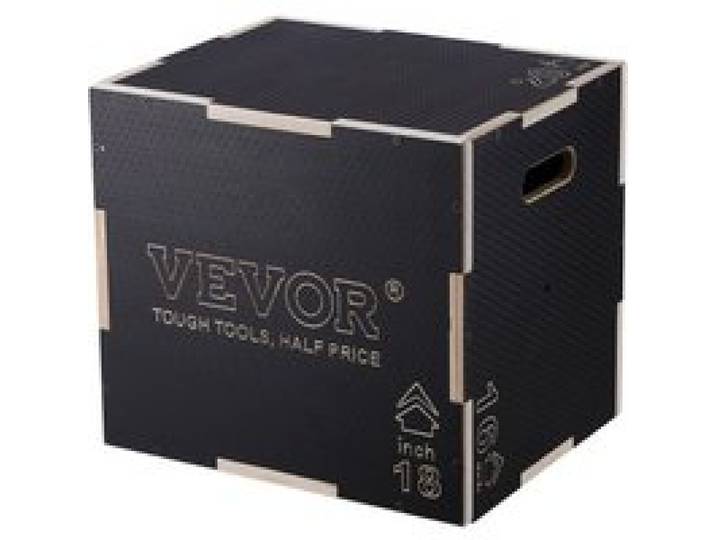 VEVOR 3-in-1-Plyometrische Sprungbox 20/18/16-Zoll-Plyobox, Sprungkasten Sprungkiste 204 kg Tragfähigkeit, Fitnessübungs-Step-Up-Box für Heimtraining, Sprungkrafttraining Schwarz Einstellbare Höhe