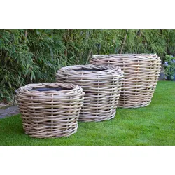 Pflanzenkorb Palau aus Naturrattan, klassischer Stil, Natur, inkl. Innentopf mit Ablauflöchern