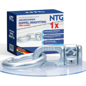 NTG Zurrösen LS.8571 Doppelfitting mit Ring für Airlineschiene, 2700kg Traglast, starr