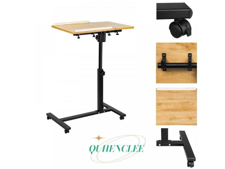 Table d'appoint pour ordinateur portable - 65-95cm réglable en hauteur - Bois original - Table d'appoint pour canapé - QUIIENCLEE
