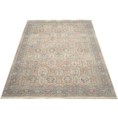 Teppich OCI DIE TEPPICHMARKE "GRAND FASHION 02", grau (grau, blau), B:80cm H:5mm L:150cm, Polyester, Teppiche, Teppich, Vintage Optik, feine Fransen, Wohnzimmer