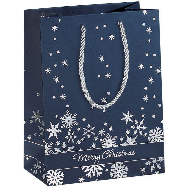 SIGEL 3 Geschenktaschen Silver Snowflakes Motiv 17,5 x 23,0 cm