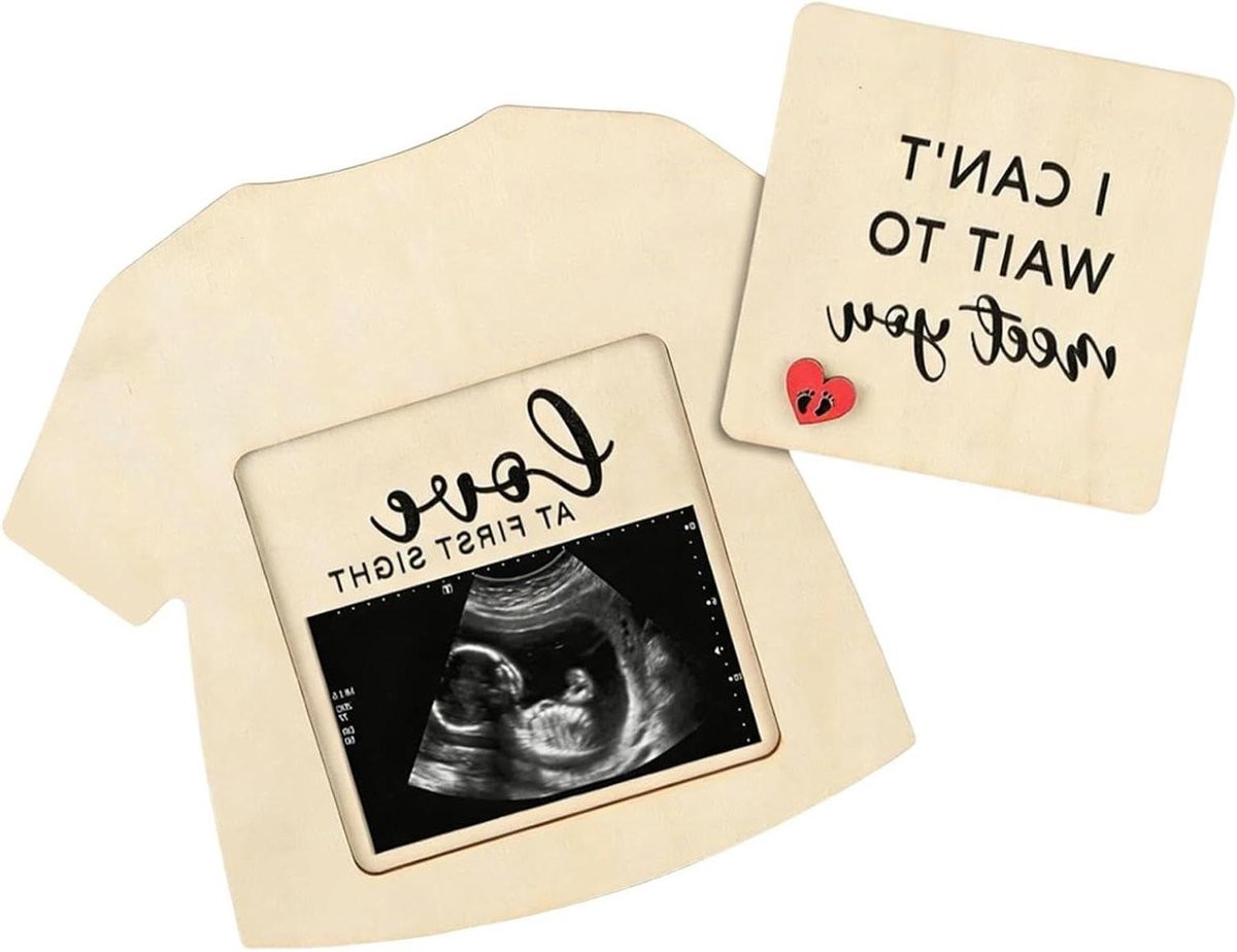 Houten Zwangerschap Aankondiging Frame voor Echografie Foto 3x4 inch - Meerkleurig