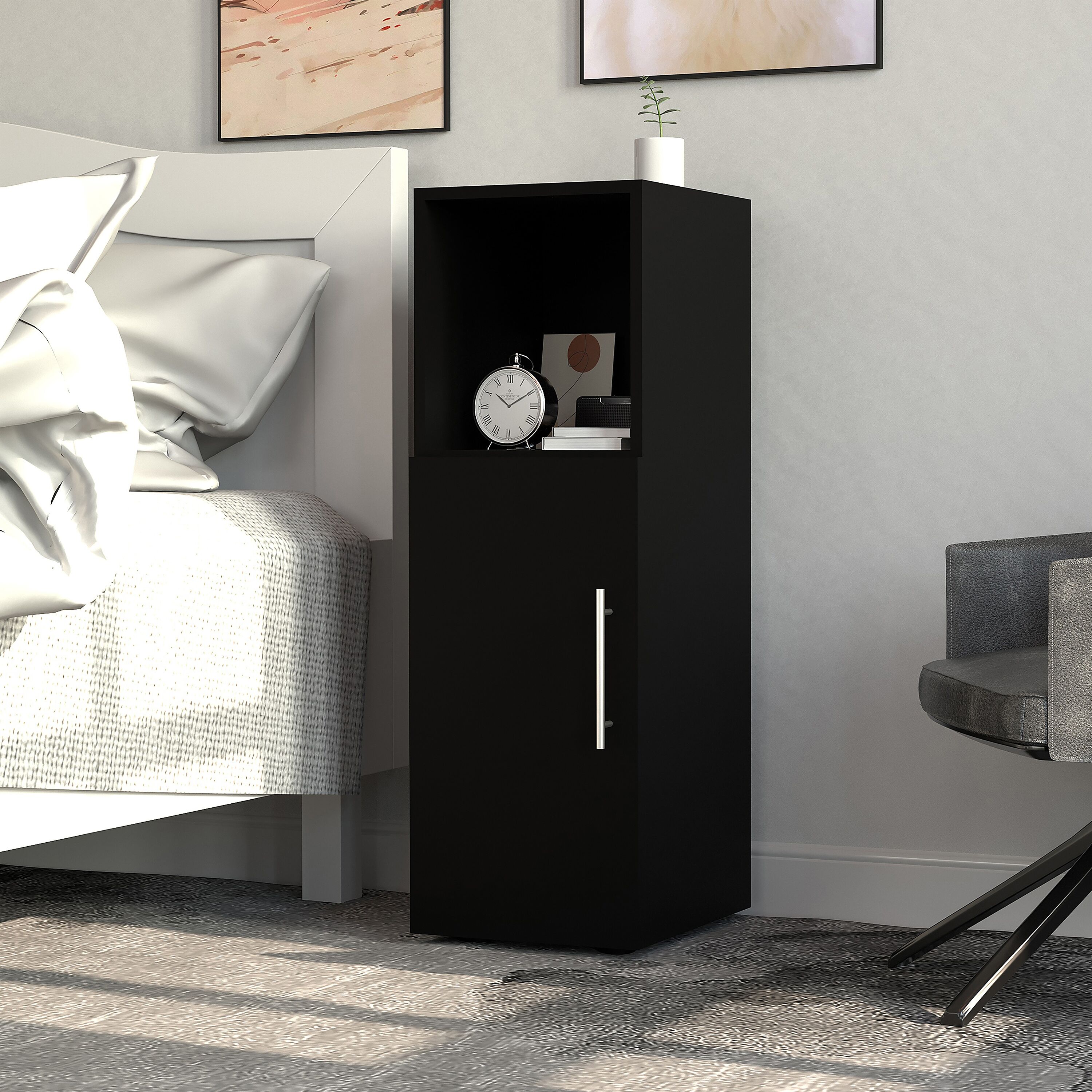 Nachttisch VCM "Holz Nachttisch Beistellmöbel Seitenschrank Narila", schwarz, Tische, Nachttisch