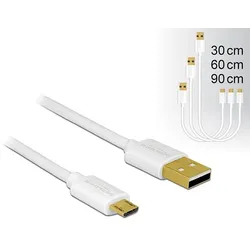 Delock Daten- und Schnellladekabel USB 2.0 Typ-A Stecker > USB 2.0 Typ Micro-B Stecker 3 Stück Set weiß