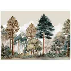 FOTOTAPETE Wald Bäume Grün 200x140 cm