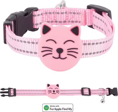 Inspire Curations SafeTrack AirTag GPS Cat Collar pink