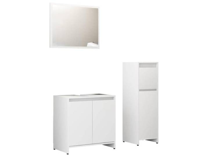 Heofavd Badmöbel-Set 3-TLG. mit Unterschrank Schrank Spiegel Weiß