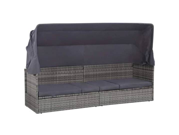 Lit de jardin - - 205x62 cm - Résine tressée - Toit ouvrant - 2 personnes