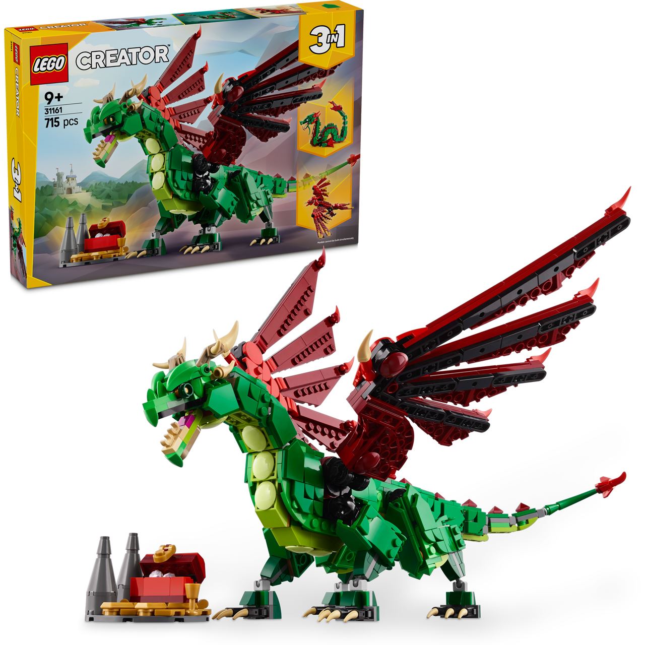 LEGO Creator 3in1 31161 Grüner Drache - Spielzeug Seeschlange & Phönix