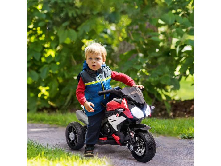HOMCOM Moto Électrique Enfants 3 Roues Rouge 6V
