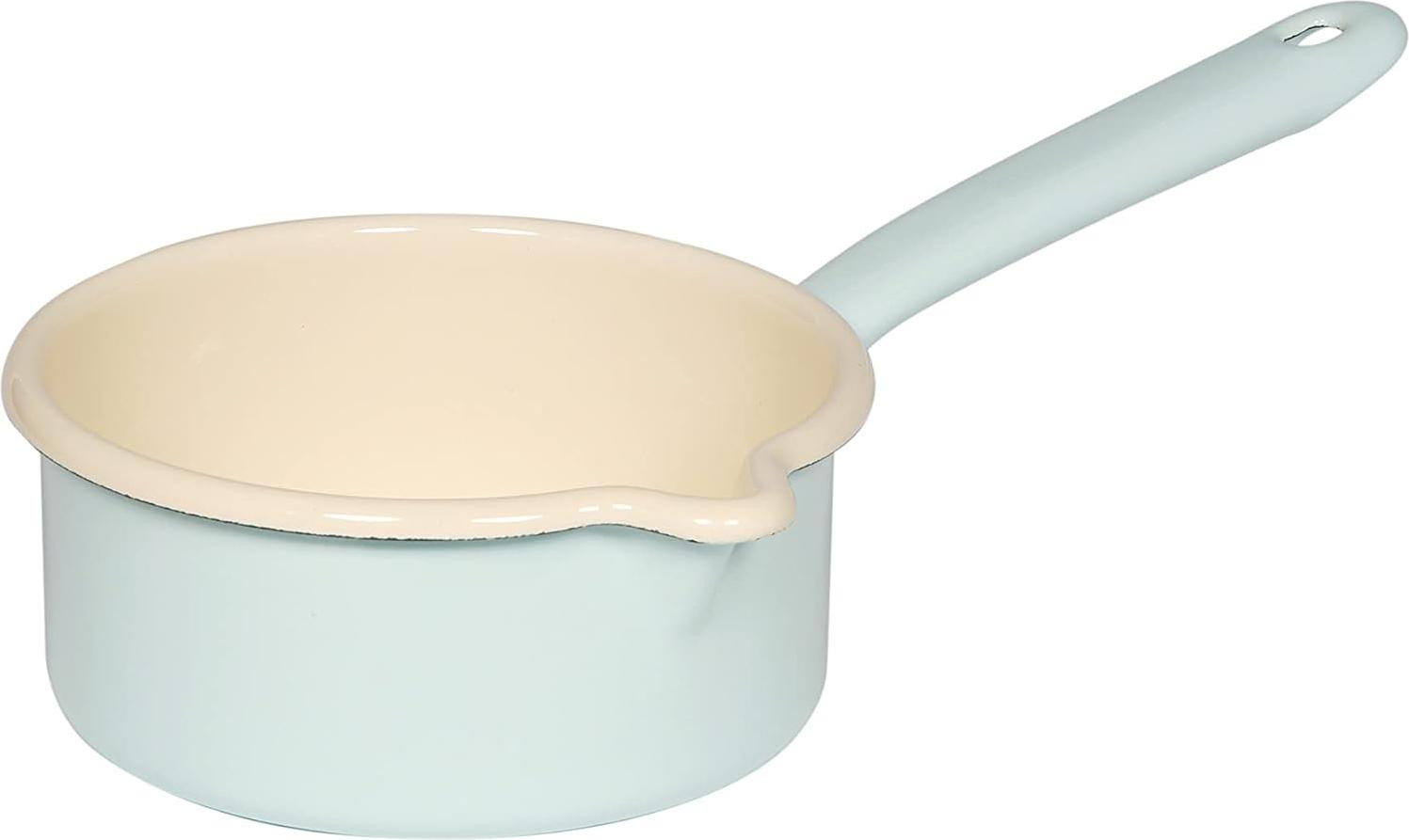 Unyqoos Riess Emaille pan, 0,75 l, turquoise, geschikt voor inductie, glas-keramisch, elektrisch en gas