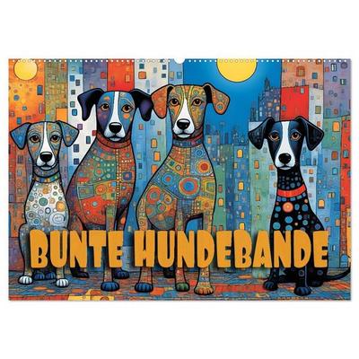 Bunte Hundebande (Wandkalender 2027 DIN A2 quer), CALVENDO Monatskalender