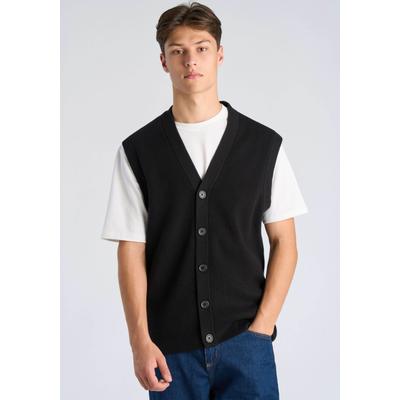 Strickweste LINDBERGH "Pullunder Relaxed Fit", Herren, Gr. XXL, schwarz, Obermaterial: 80% Baumwolle, 20% Polyester, V-Ausschnitt, Westen Strickweste