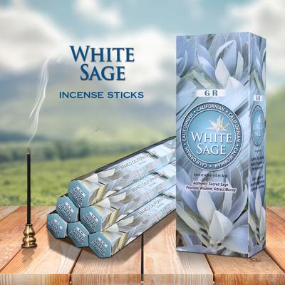 On Spot Shop Indian Incense White Sage Meditation Lavender Rose Yoga Aromatherapy Sticks, Air Purifying & Deodorization white Sage 1 Box 20sticks