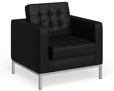 Lancaster Home Button Tufted LeatherSoft Chair with Integrated Stainless Steel Frame