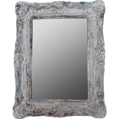 Wandspiegel "Monja", grau, B:42cm H:54cm T:54cm, Holzwerkstoff, MYFLAIR MÖBEL & ACCESSOIRES, Spiegel, Wandspiegel, rechteckig, verzierter Rahmen aus Holz, Shabby Optik
