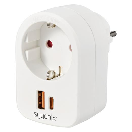 Sygonix SY-6713236 Zwischensteckdose mit USB Weiss (USB-A) (SY-6713236)