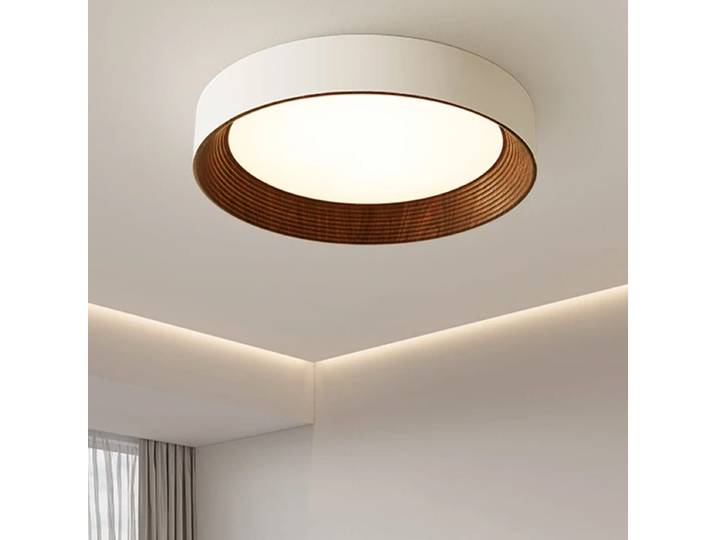 Lampe de plafond créative nordique en bois, lustre LED rond minimaliste, luminaire décoratif pour salon, balcon, chambre à coucher, hôtel