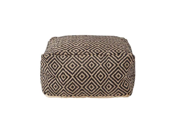 Homescapes Sitzpouf Aztec Style mit Ethno-Muster, 60/60/30 cm, Schwarz, Quadratisch, 60x30x60 cm, Wohnzimmer, Sessel, Hocker & Hockerbänke, Poufs