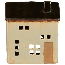IB Laursen Teelicht Haus aus Keramik Brighton, 11.3 x 7.5 x 13.2 cm, beige