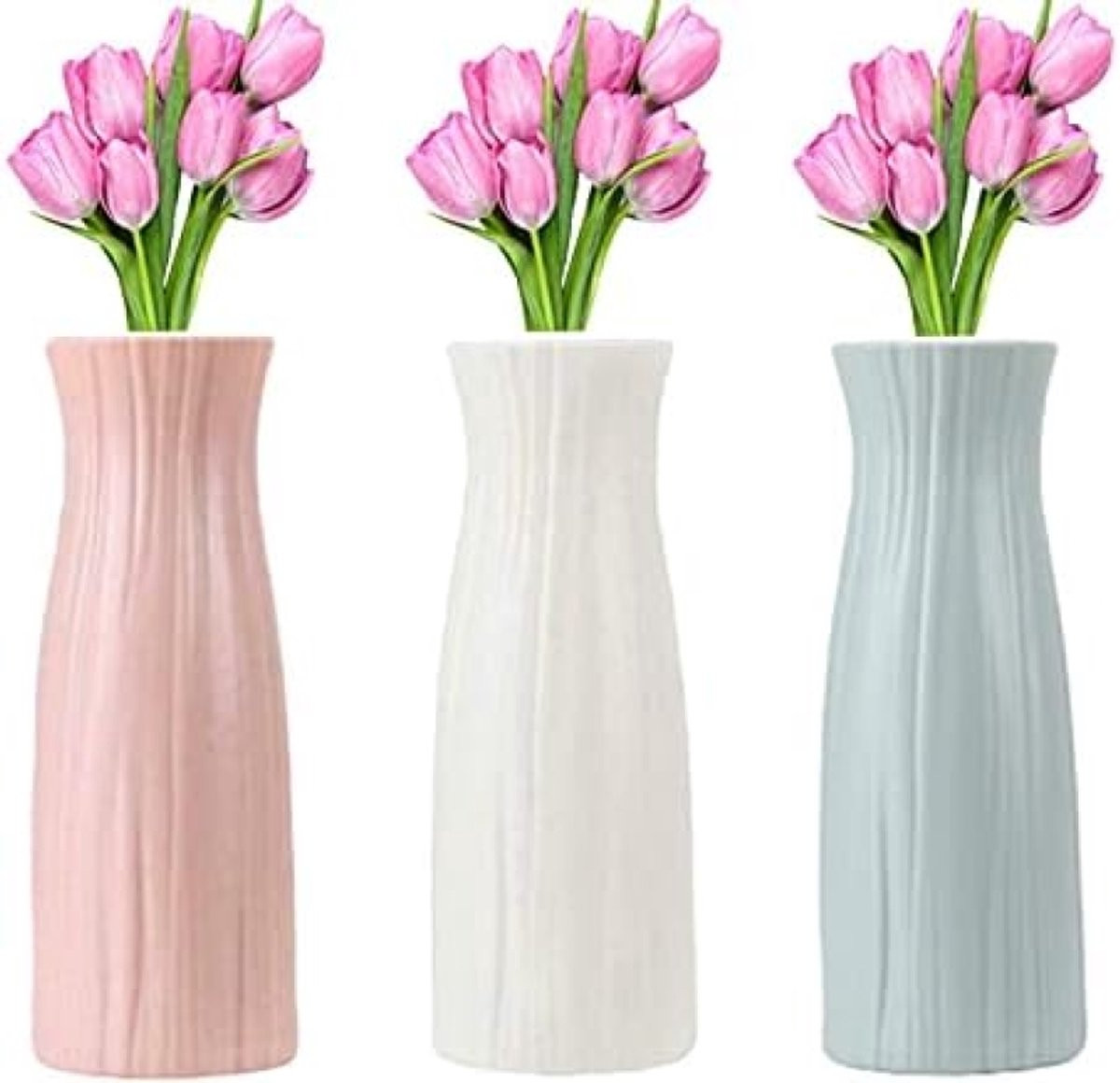 PromoHome Kunststof Decoratie Vazen Set - 3-delige Stijlvolle Tafelversiering