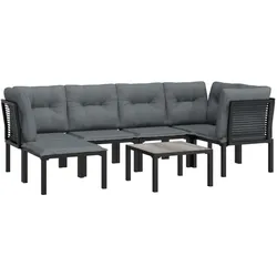 vidaXL, Gartenlounge, Shelby (3x Eckteil + 2x Mittelteil + Fussstütze + Tisch)