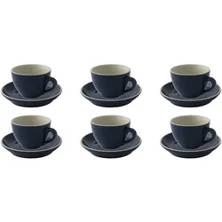 palmer colors Kaffeetassen - 6er-Set, Porzellan, blau, 18 cl – 14 cm moderne, kompakte Form, für Kaffee, Cappuccino, Tee und Kakao spülmaschinenfest