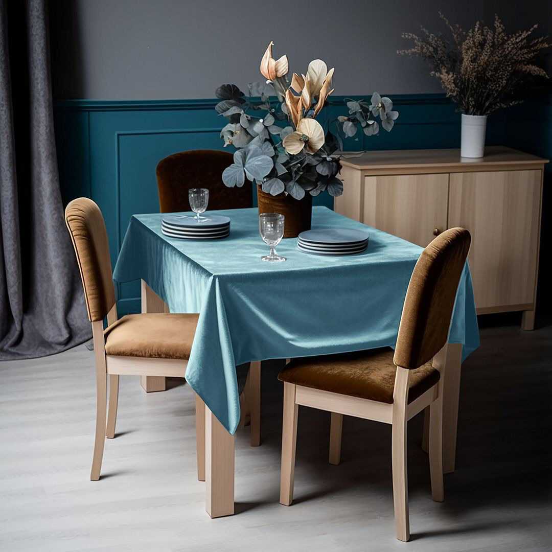 Lilijan Home & Curtain Matte Velvet Square Tablecloth Maya 132cm W x 213cm L