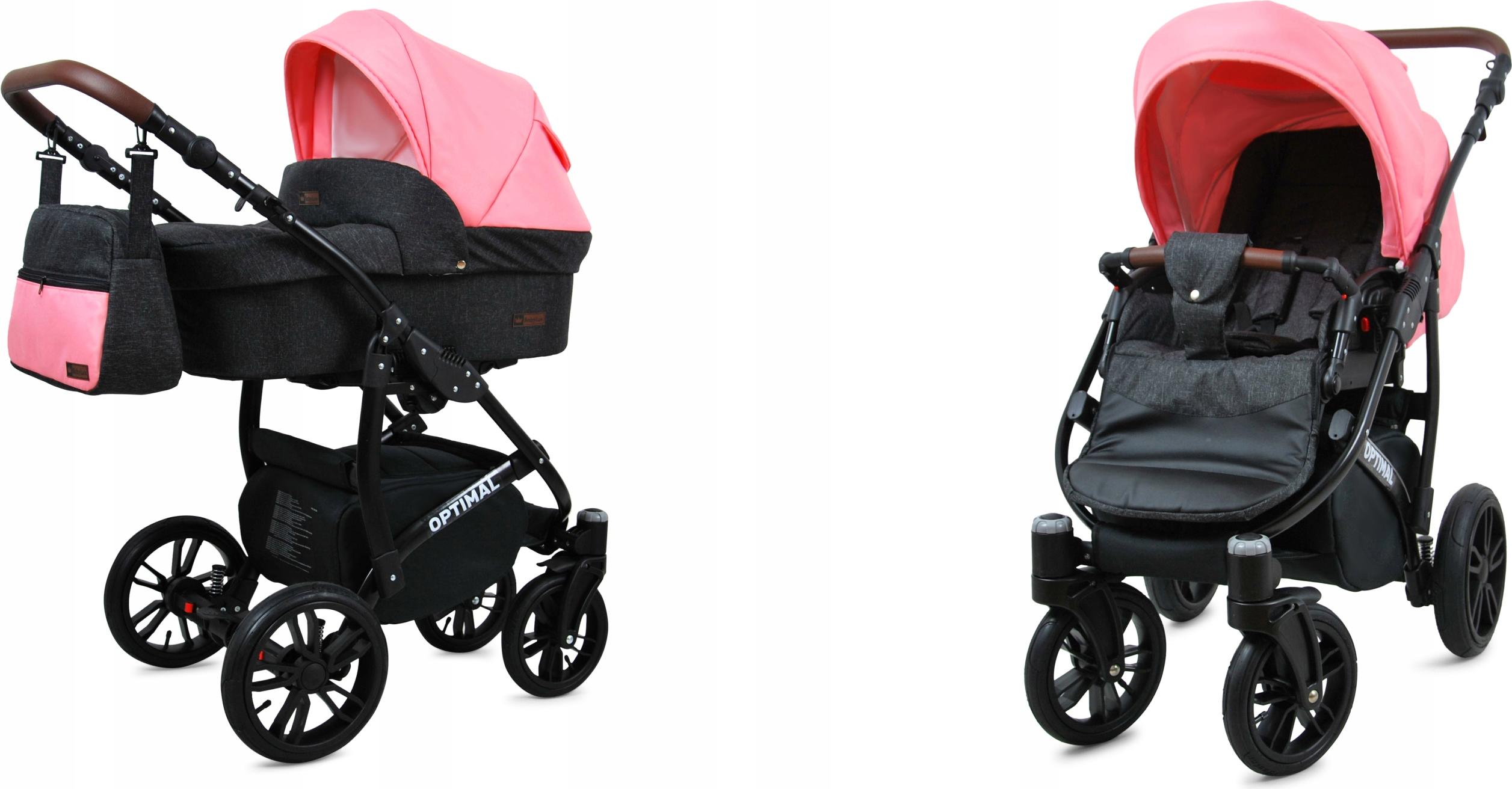 BabyLux Optimal | 2in1 Kinderwagen Set | Black Coral | Kombikinderwagen | Kinderwagenset | Bugg