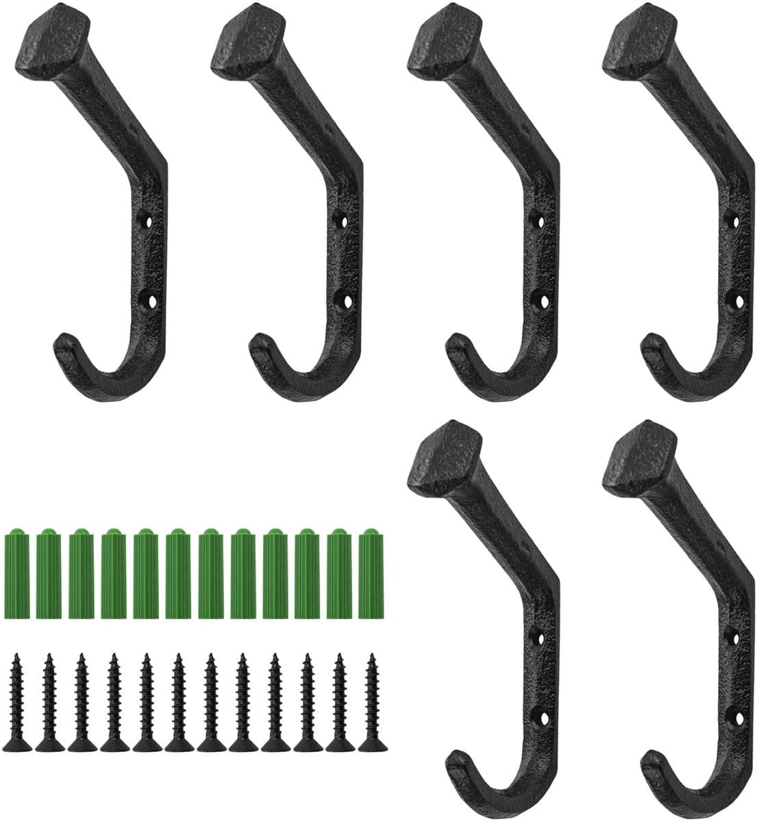 Omgoods Set van 6 Gietijzeren Wandhaken voor Kleding en Accessoires