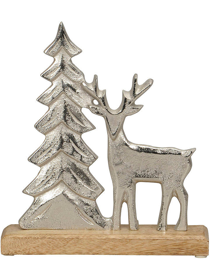 POSIWIO Dekofigur "Hirsch" in Silber - (B)23 x (H)26 x (T)5 cm - onesize