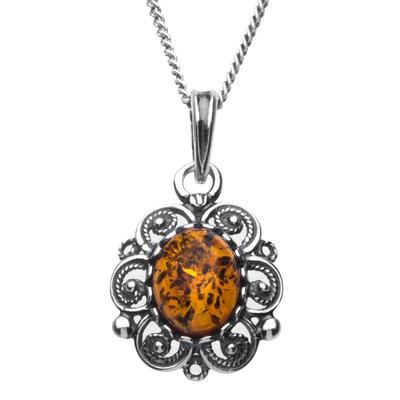 Kette mit Anhänger OSTSEE-SCHMUCK "- Traudel - Silber 925/000 - Bernstein" Gr. 42, silber (silber 925, silberfarben, weiß), Schmuck_Sets, Damen, 42, Silber 925 (Sterlingsilber)
