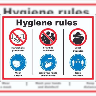 HB-Druck Hygiene rules Symbol und Text Aufkleber A8 (52x74mm)