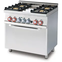 4-Flammen-Kombiherd mit elektrischem Multifunktionsbackofen. Abmessungen 80x60 h90 cm. Modell CFM4-68GEM