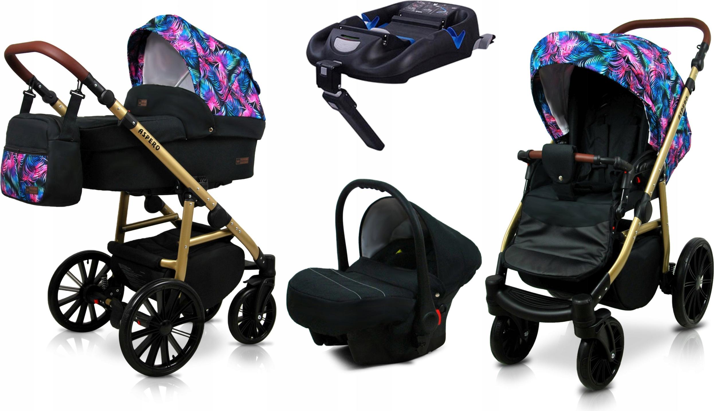 BabyLux Aspero | 4in1 Kinderwagen Set | Colorful Feathers | Kombikinderwagen | Kinderwagenset |