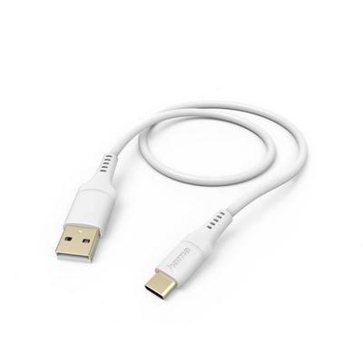 Hama USB-Ladekabel USB 2.0 USB-A Stecker, USB-C® Stecker 1.5m Weiß Flexibel 00201571
