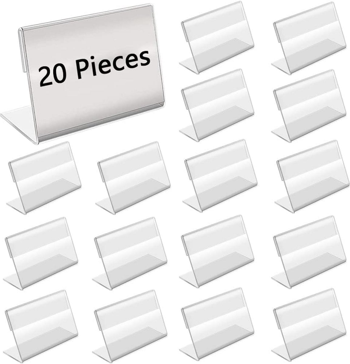 Set van 20 doorzichtige acryl labelhouders L-standaard