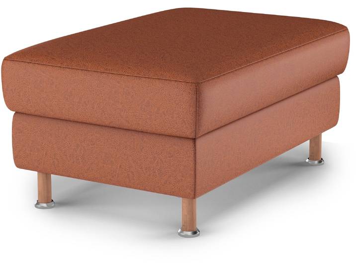 Polsterhocker, Luxus-Microfaser, Braun (Haselnuss), 100×65 cm, Holzfüße, Klassisch, Home Affaire
