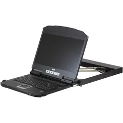 Aten CL3800NW KVM-Konsole mit 18,5" FullHD-Display, HDMI, DVI, VGA, USB, 19"-Rackmontage, kurze Einb, KVM Switch, Schwarz