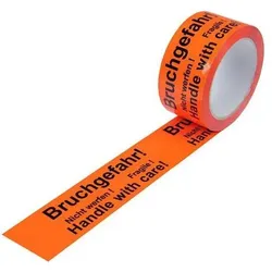 Transpak, Klebeband, Warnklebeband PP Breite 50mm Länge 66m Stärke 52μ PP Bruchgefahr! Nicht werfen! (50 mm)