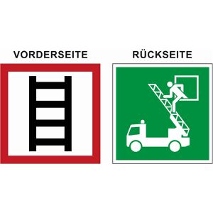 Abtec Hinweisschild ISO 7010 Folie, 20 x 20 cm, Notfenster und Stelle zum Anleitern, doppelseitig