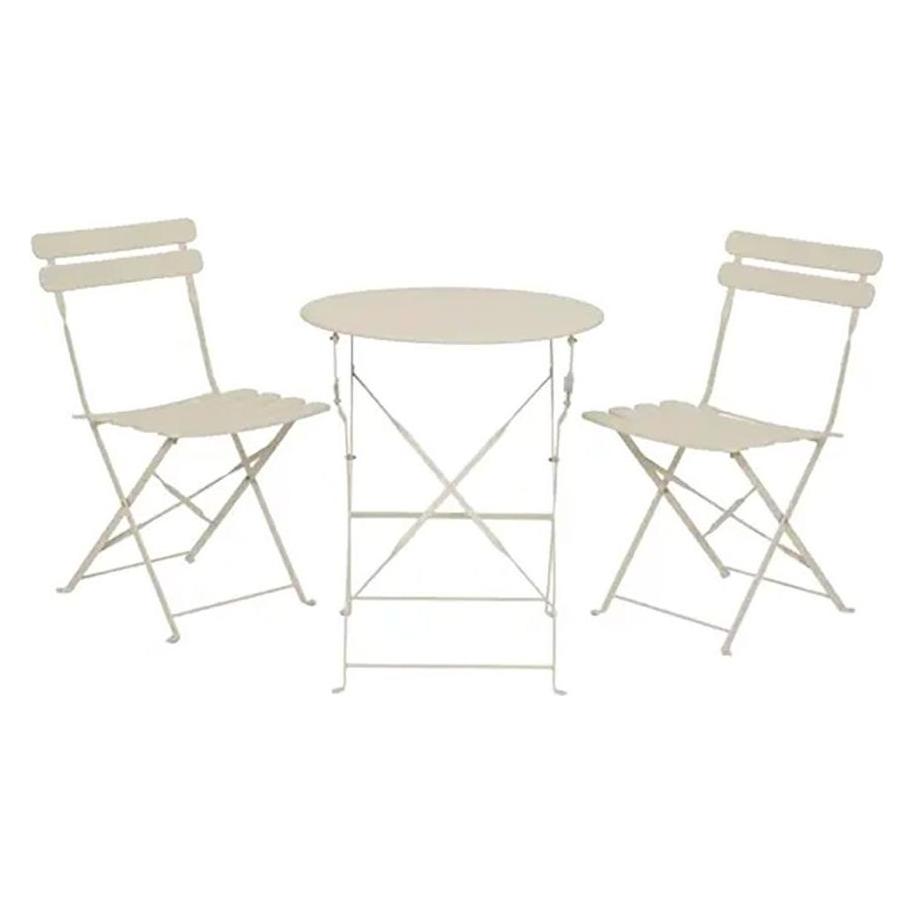 Outdoor Living by Decoris Helsingborg table and 2 chairs set, foldable, steel, white (60 x 70 cm) (9889963)