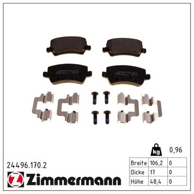 ZIMMERMANN Bremsbelagsatz, Scheibenbremse 24496.170.2 Hinterachse für Volvo ASIA